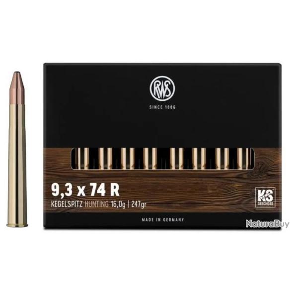 Balles RWS 9,3x74R - KS Pointe Conique 247 gr