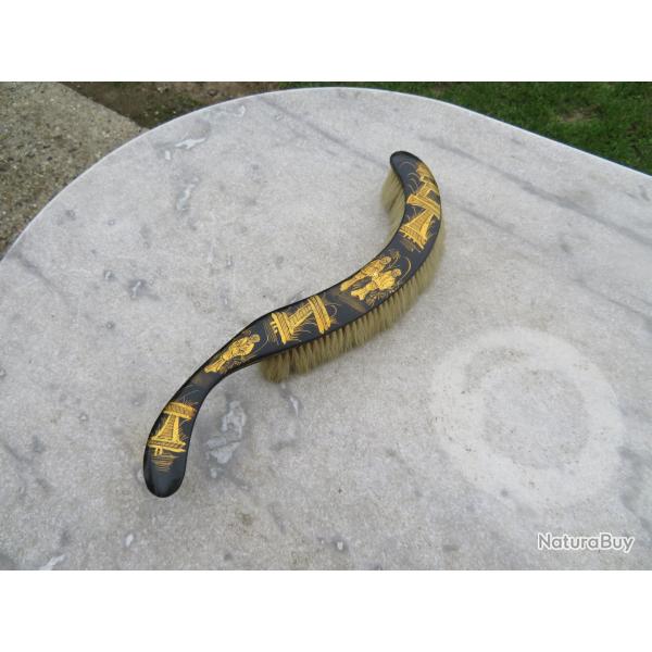 Ancienne Balayette/Pelle de table en carton bouilli  dcor Japonisant, poque Napolon III - FRANCE