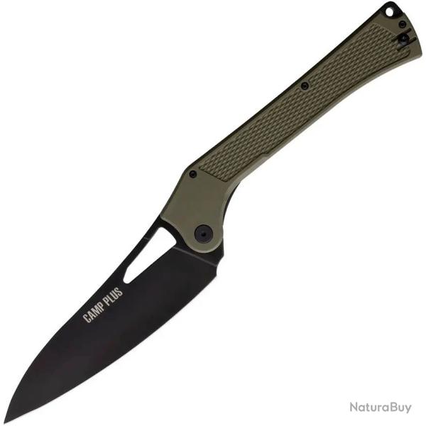 Couteau Ontario Camp Plus Lame Cleaver Acier 420 Manche Nylon Green Linerlock ON4325