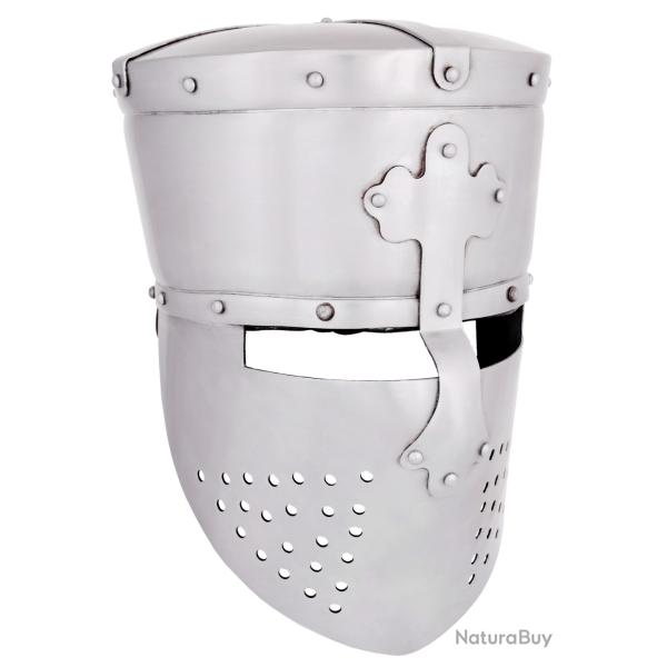 Casque armure de Crois, de Templier ( Chrome ) en acier