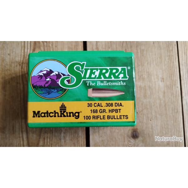 Ogives SIERRA cal.308 HPBT MatchKing 168gr - boite 100 pcs