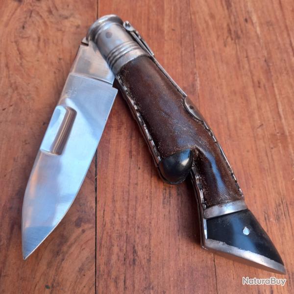 Imposant et Solide Couteau de Chasse ESPAGNOL de TOLEDO Manche en Cuir