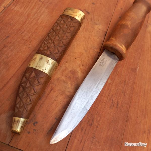Grand Couteau de Chasse PUUKKO FROSTS MORA SWEDEN Manche en Bois tui en Bois