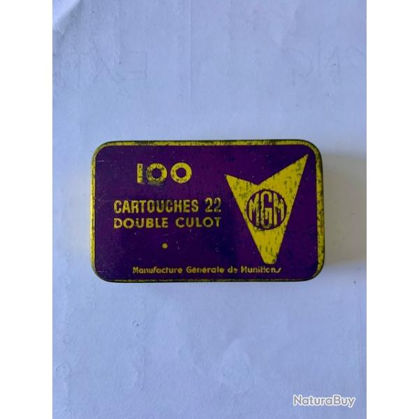 Boite mtallique ancienne cartouche 22 double culot VIDE