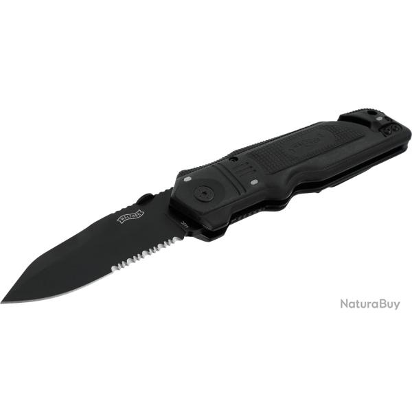 Couteau Walther ERK BLACK Lame acier 440C 95mm rev�tement noir +�tui