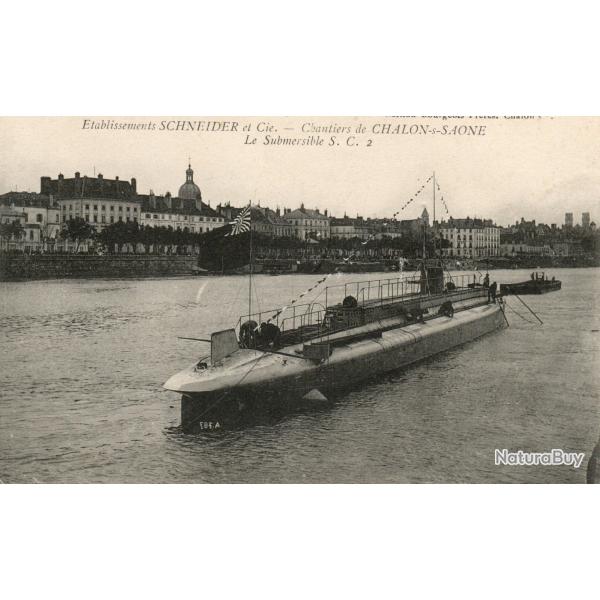CPA - Etablissements SCHNEIDER Chantiers CHALON SUR SA�NE Le Submersible S.C.2 N�1432