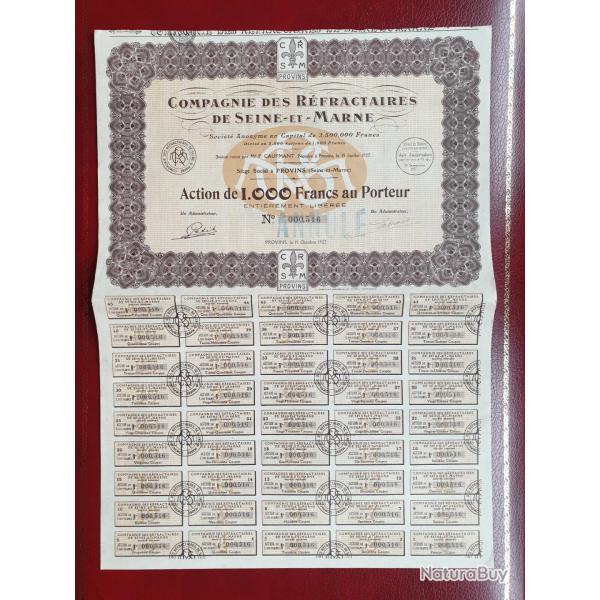 Rare Action 1927 Cie Rfractaires Seine et Marne Provins