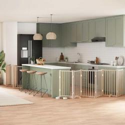 Barri&egrave;re pour chien porte pliable 15 panneaux bois de peuplier