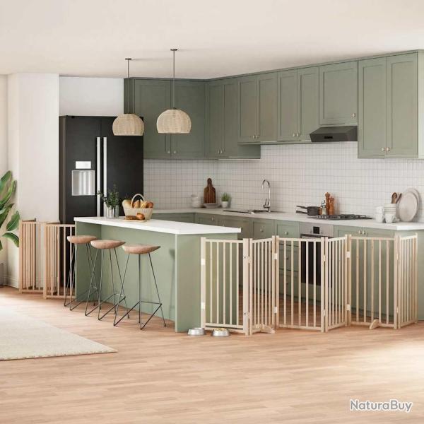 Barri�re pour chien porte pliable 15 panneaux bois de peuplier