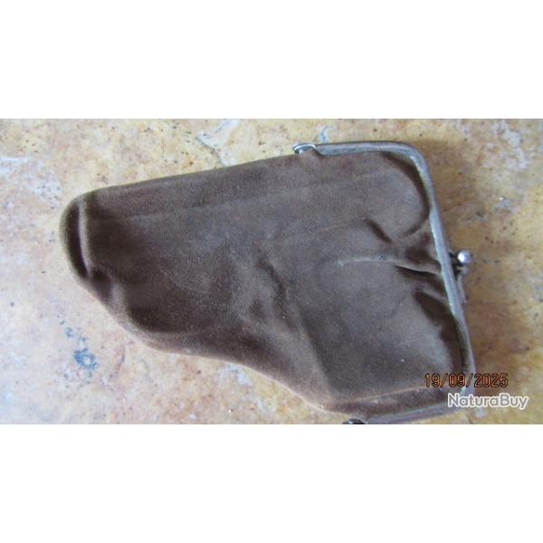 holster �tui ancien chevreau pistolet 6.35 automatique 32acp porte monnaie cuir fonc�