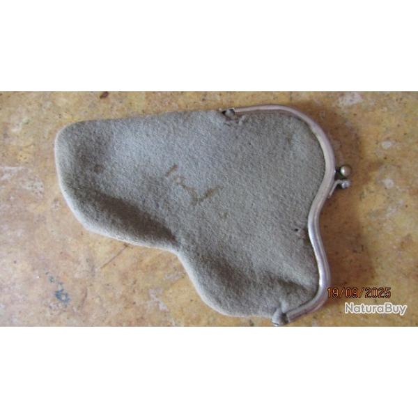 holster �tui ancien feutre+toile pistolet 6.35 automatique 32acp porte monnaie