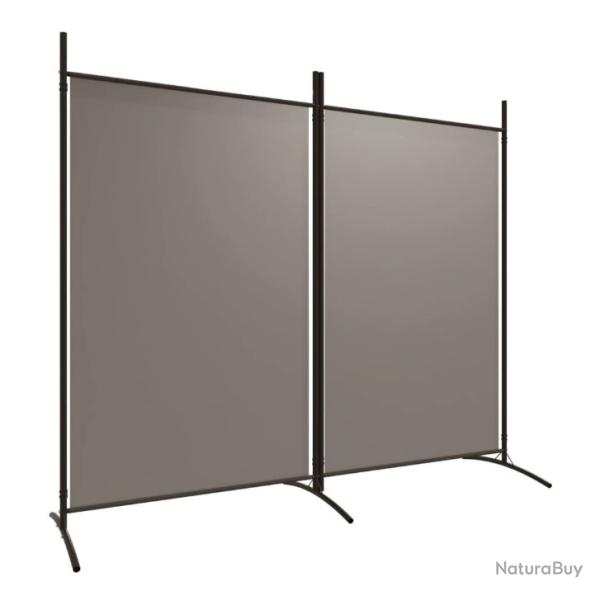 Cloison s�paration 2 panneaux anthracite 175x180 cm tissu polyester fer pliable polyvalent