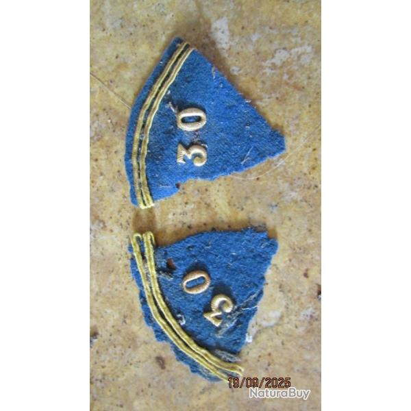 patte Franais coin col cadre premiere seconde guerre France infanterie jaune 30 RI ww1 ww2 mit
