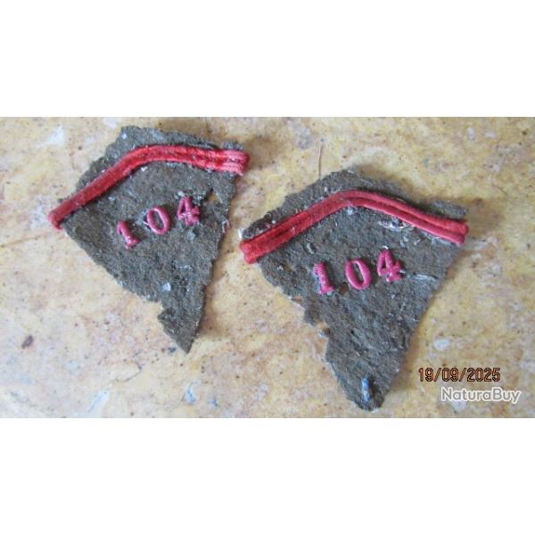 patte Franais coin col cadre seconde guerre France infanterie jaune 104Reg artillerie  ww2 mit