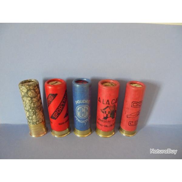 LOT DE 5 CARTOUCHES ANCIENNES NON RECHARGEES NEUTRALISEES N�9