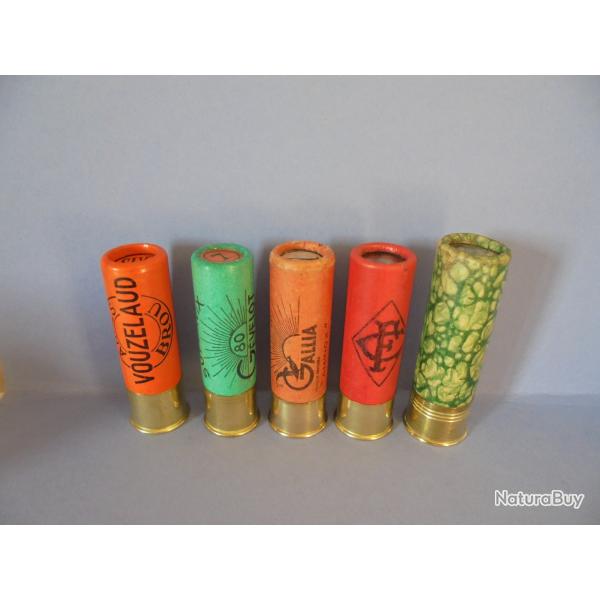 LOT DE 5 CARTOUCHES ANCIENNES NON RECHARGEES NEUTRALISEES N�10