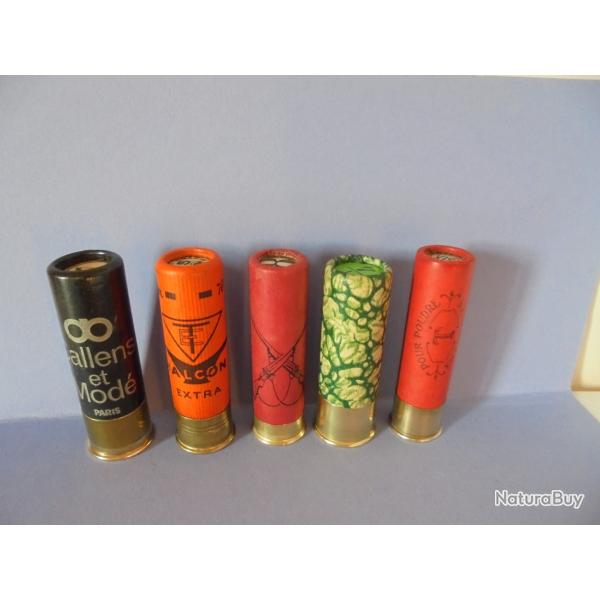 LOT DE 5 CARTOUCHES ANCIENNES NON RECHARGEES NEUTRALISEES N�13