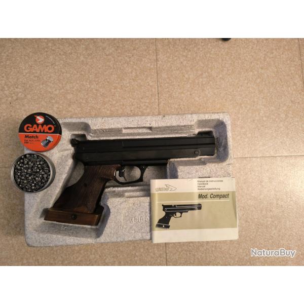 Pistolet  plomb -gamo- mod compact- calibre 4.5mm- puissance 3.66 jules- droitier- 923gr