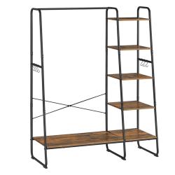 Porte-manteau sur pieds meuble chaussure 45 x 120 x 160 cm entr&eacute;e vestiaire avec 5 &eacute;tag&egrave;res de rang