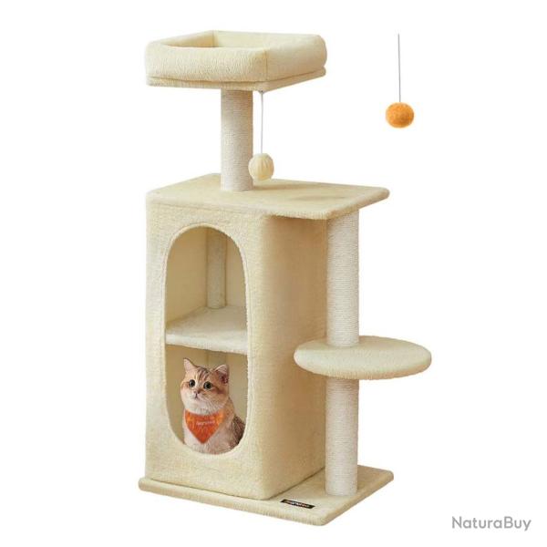 Petit arbre � chat avec 2 grottes poteaux � griffer pour les foyers multi-chats gris clair 12_00069