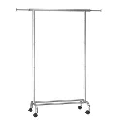 Porte-manteau &agrave; roulettes portant &agrave; v&ecirc;tements extensible en m&eacute;tal avec &eacute;tag&egrave;re de rangement sur&eacute;lev