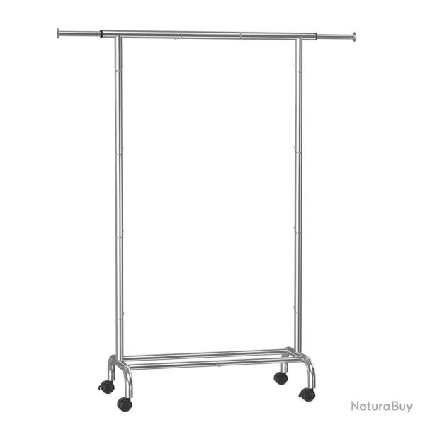 Porte-manteau � roulettes portant � v�tements extensible en m�tal avec �tag�re de rangement sur�lev