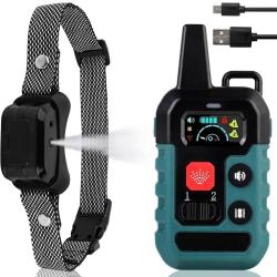 Collier de Dressage Chien Citronnelle Rechargeable T&eacute;l&eacute;commande 500m Vibration Bip Anti-Aboiement IP