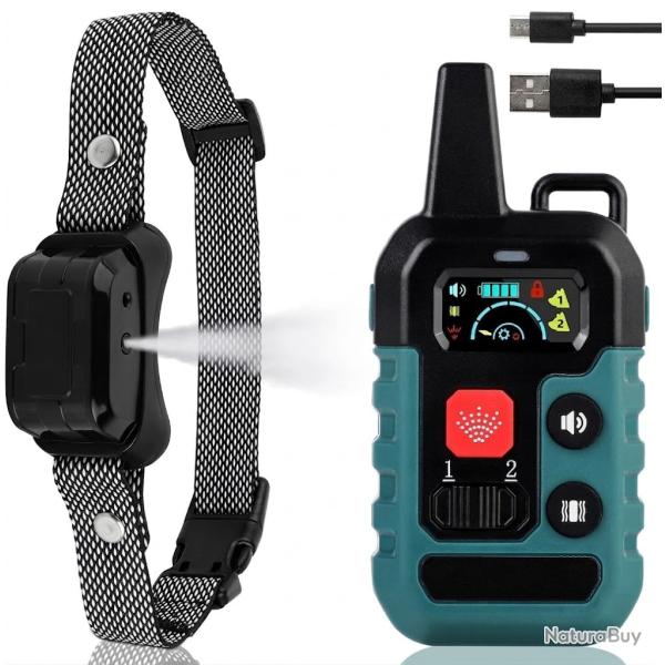 Collier de Dressage Chien Citronnelle Rechargeable T�l�commande 500m Vibration Bip Anti-Aboiement IP
