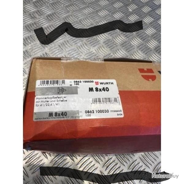 Carton de 100 boulons rail prmont standardfix varifix crou rondelle zingu wurth 0862100030