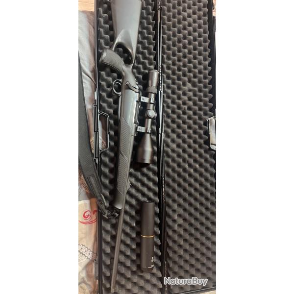 Carabine BCM RUBIS cal 270 avec silencieux et lunette nikko stirling Diamond 3-12x62