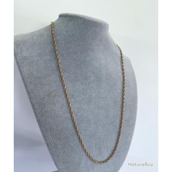 Chaine en or rose massif 14 carats - collier - maille corde (torsad�e)