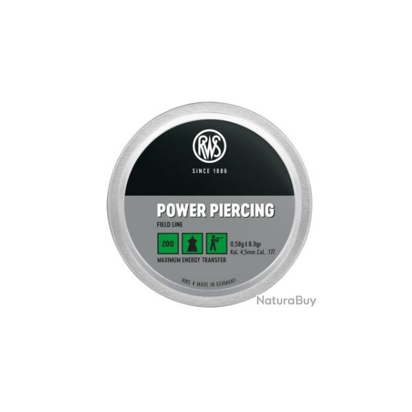 Plombs RWS power piercing cal.4.5 0.58g 8.9gr par 200