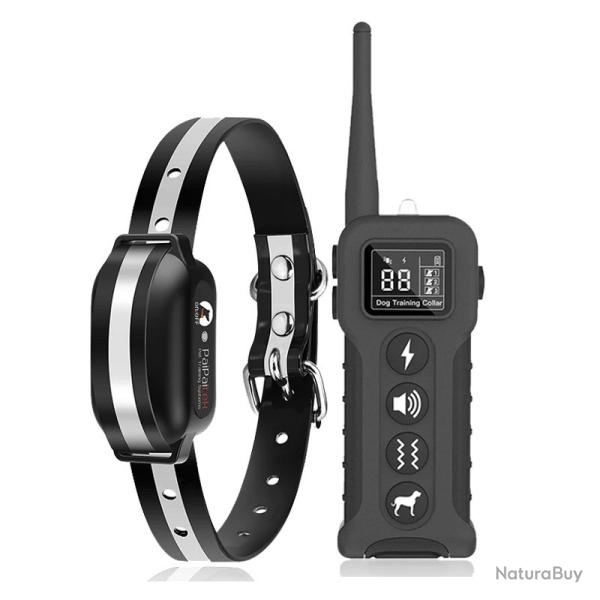 Collier de Dressage Chien Sans Choc 1000m 9 Modes Vibration et Tonalit� Etanche Rechargeable Noir