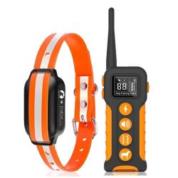 Collier de Dressage Chien Longue Port&eacute;e Trois Modes Entrenement &Eacute;tanche Rechargeable T&eacute;l&eacute;commande