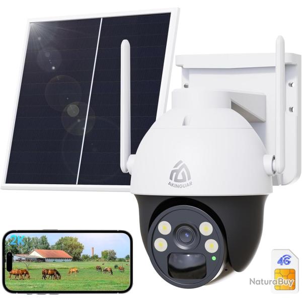 4G LTE Caméra Surveillance avec Carte SIM, 18000 mAh 2K HD Camera — free download
