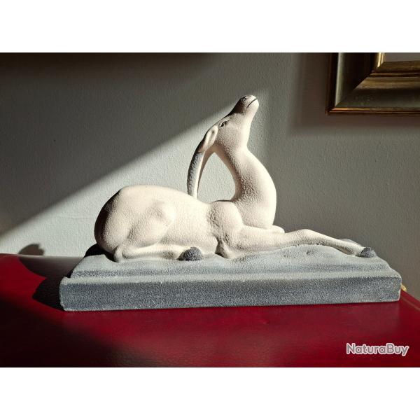 Antilope Gazelle Art D�co c�ramique crisp�e perl�e