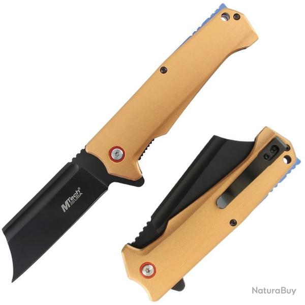 Couteau Mtech A/O Lame Cleaver 3Cr13MoV Manche Tan Alu Linerlock Clip MTA2047TN
