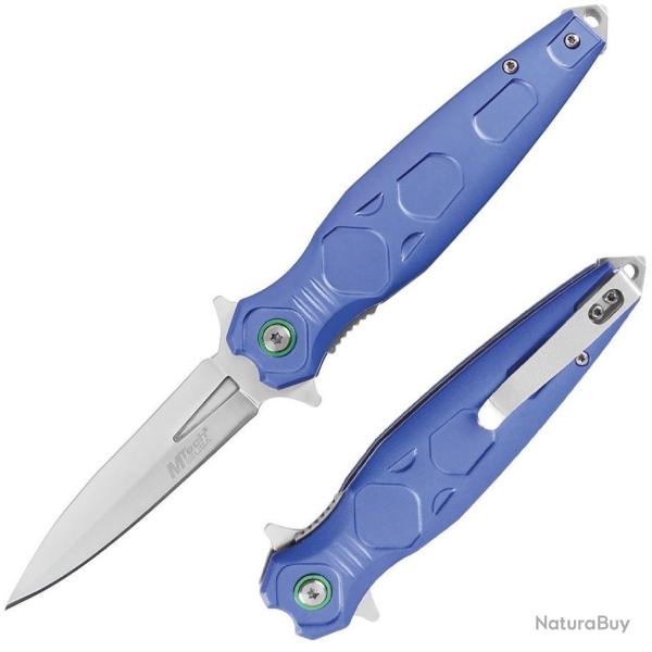 Couteau Mtech A/O Lame Acier 3Cr13MoV Manche Aluminium Bleu Linerlock Clip MTA2049BL
