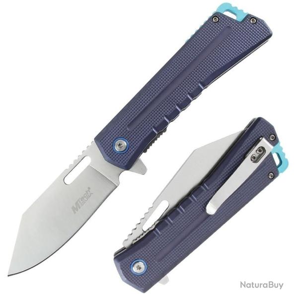 Couteau Mtech A/O Lame Clip Point Acier 3Cr13MoV Manche Alu Bleu Linerlock Clip MTA2046BL