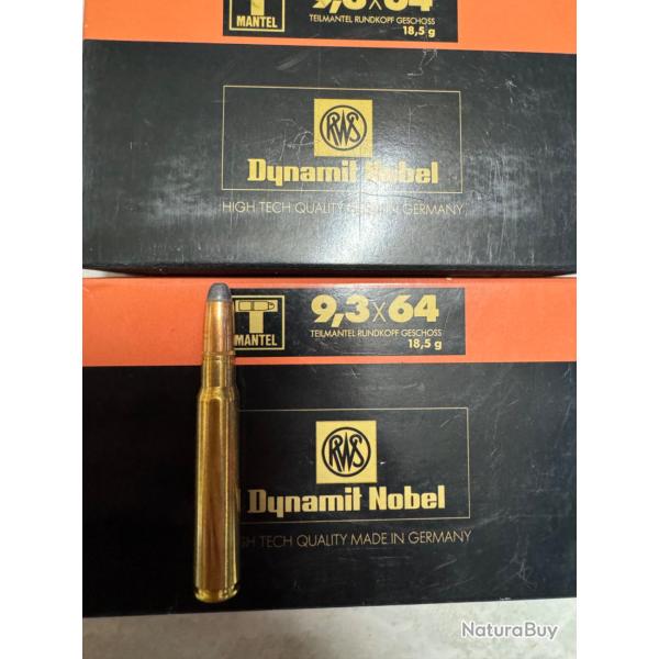 Vends munitions RWS calibre 9,3x64