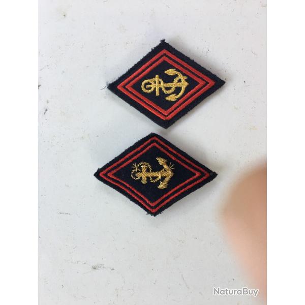 2 ecusson losange de l arm�e fran�aise , regiment de marine