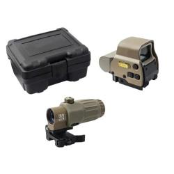 Viseur Holographique 558 + Loupe G33 3x Rabattable Point Rouge/Vert Rail Picatinny Chasse Tir Sand