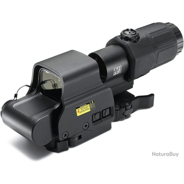 Viseur 558 + Loupe G43 3x Rabattable Point Rouge/Vert Montage QD Rail Picatinny 20 mm Noir