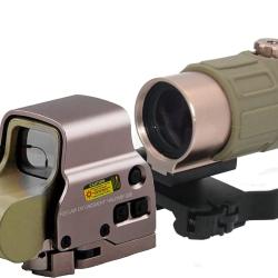 Viseur Holographique 558 + Loupe G45 5x Tir Longue Distance Point Rouge/Vert Rail Chasse Sable