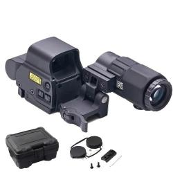 Viseur Holographique 558 + Loupe G45 5x Tir Longue Distance Point Rouge/Vert Rail Chasse Noir