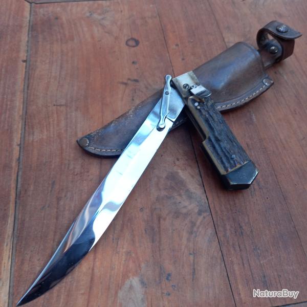 Solide Couteau de Chasse  la d estaing avec  tui en cuir