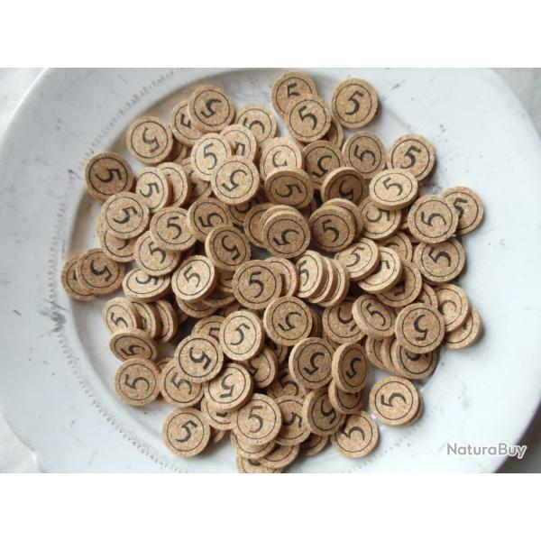 Lot de 100 ou 500 rondelles lige numrotes 2 faces en calibre 12 n5.