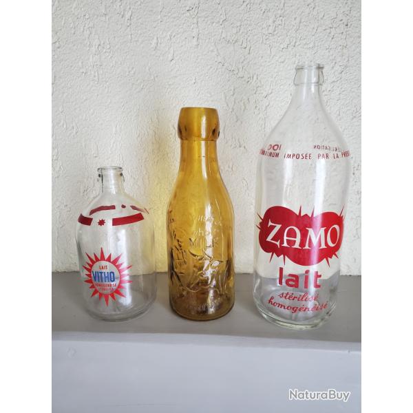 3 bouteilles de Lait vintages