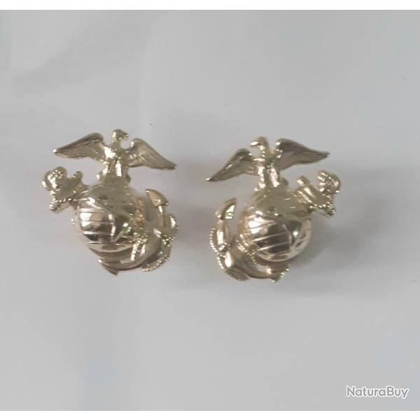 Insigne - US428205b  Paire collar USMC m�tal dor�