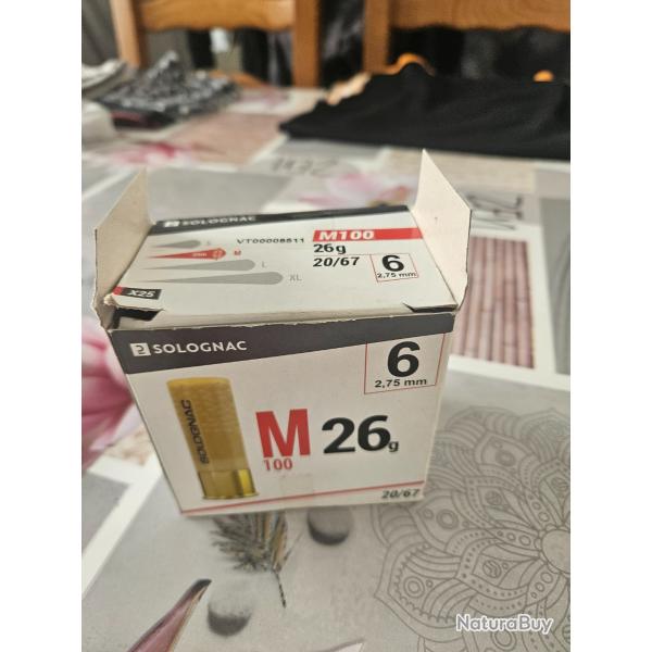 Cartouche calibre 20/67 26g numero 6